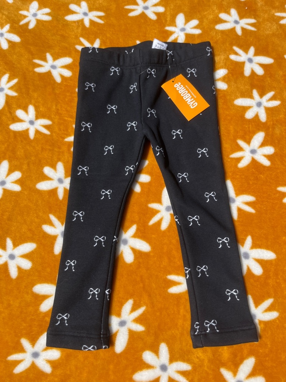 NWT $33 Gymboree Bow Print Fleece-lined Leggings 18-24mo. Petit Paris